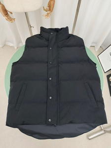 Gilet matelassé en laine chaud pour homme, coupe-vent, décontracté, noir, grande taille, col montant, sans manches, pour l'extérieur - Product Image 2