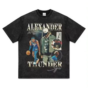 SGA Thunder Alexandria yıkama vintage amerikan yüksek sokak T-shirt gevşek artı boyutu özel toptan erkek t-shirtü