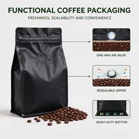 Sachet de café réutilisable écologique avec valve d'air, pochette en aluminium imprimée sur mesure pour snacks et noix