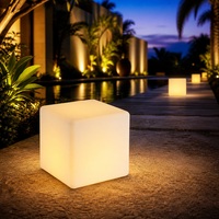 Lámpara de Jardín de Plástico para Exteriores, Cubo LED de 16 Colores Cambiantes, IP65 Impermeable, Recargable, para Decoración de Patio y Terraza