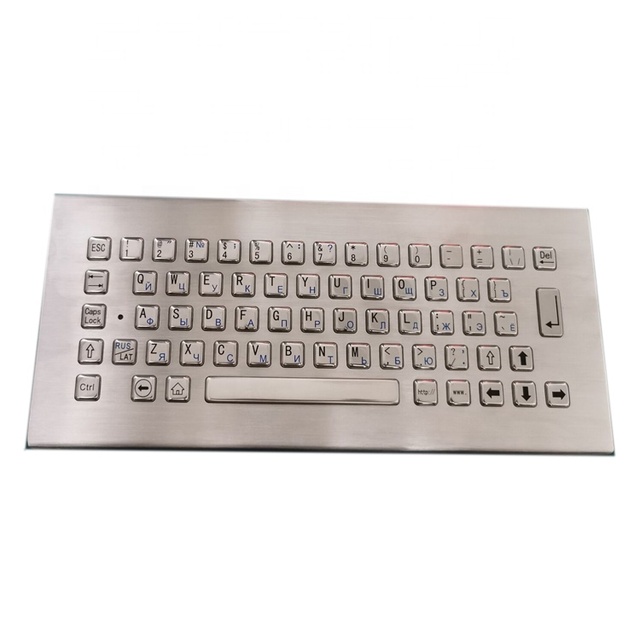 Standard Wired Desktop Russian  65  Keys Waterproof  Stainless Steel Metal Industrial Mechanical Keyboard