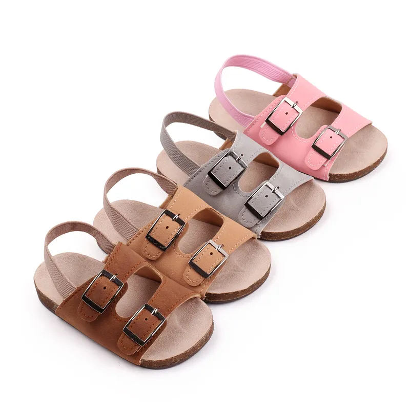 Zomer Baby Houten Onderkant Slippers Met Elastische Rug Baby Sandalen Harde Zolen Antislip Peuter Schoenen