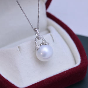 Freshwater 11-12mm White <b>Pearl</b> <b>Pendant</b> Necklace for Women S925 Silver Fully Inlaid with Strong Light and Fine Flaws - Product Image 4