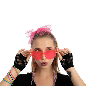 Conjunto de Disfraz de los Años 80 para Mujer, Falda Tutú, Diadema, Gafas, Collar, Accesorios para Disfraz de Halloween o Navidad - Product Image 4