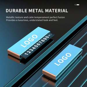 Plaque de stationnement automobile en métal de haute qualité - Panneau de signalisation de véhicule durable avec numéros et coordonnées réglables - Product Image 4