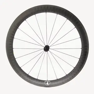 25mm विस्तृत 50mm Tubeless तैयार कार्बन सड़क wheelset राजा हब के साथ स्तंभ बोले 12K टवील सतह साइकिल पहिया