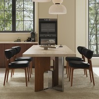 Ensemble de salle à manger moderne du milieu du siècle, table à manger en dalle de pierre écologique avec chaises, meubles couleur noyer pour petite salle à manger