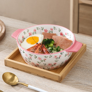 Small Floral Deep Dish Plate Ceramic Salad Under Glaze Color Meal <b>Saucer</b> - Product Image 5