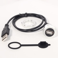 Cable de Extensión USB 2.0 Macho a Hembra con Carcasa Metálica y Tapa Impermeable, Cable de Montaje en Panel con Bloqueo de Tuerca de Rosca Rápida de 3A