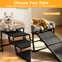 Rampe pour chien avec siège pour petit chien et animal âgé, escalier coulissant en alliage d'aluminium pour canapé-lit avec coussin en peluche, capacité de charge de 80 kg