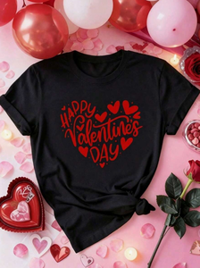 Camicetta casual da donna a maniche corte, girocollo, con stampa a cuore, vestibilità ampia, top primaverile/estivo in tessuto lavorato a maglia - Product Image 3