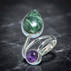 Hot Selling Wholesale Original Seraphinite Amethyst Pear Cut Gemstone 925 Sterling Silver Women Antique Wedding Factory Jewelry - Product Image 3