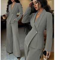 Cross Border 2026 |   Ensemble tailleur femme printemps-automne respirant, anti-plis, avec manteau à manches longues et col cranté, coupe classique