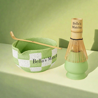 Ensemble de thé matcha en céramique japonaise à carreaux personnalisé en gros, ensemble de fouet à matcha pour cérémonie, ensemble de bol à matcha en céramique