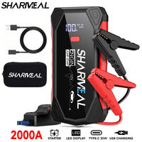 SHARMEAL Fabricant OEM&ODM Démarreur de Voiture Portable 4-EN-1 avec Batterie au Lithium 6000mAh, Booster de Démarrage et Power Bank 12V 2000A