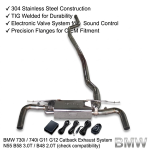 Vortex Valvetronic Exhaust System For BMW 730 740 G11 G12 Stainless Steel Remote Control Valved Catback Racing Muffler <b>Kit</b> - Product Image 1
