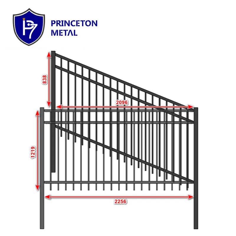 China Supply Princeton Outdoor Aluminum Raking Adjustable Fence Panels For Slopes And Stairs