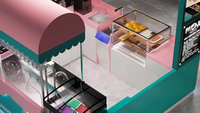 Kiosque à glaces moderne pour centre commercial, stand de présentation durable pour desserts glacés avec vitrine réfrigérée pour les commerces de détail