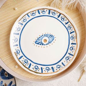 Assiettes en céramique populaires turques en gros, ensembles d'assiettes à dîner pour les yeux pour le <span class=keywords><strong>restaurant</strong></span> de mariage, assiettes à Dessert de luxe - Product Image 2