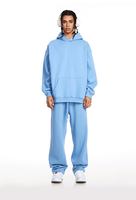 Ensemble de survêtement en molleton épais 345 GSM, style streetwear, comprenant un sweat à capuche oversize et un pantalon de jogging, respirant et confortable, avec poches
