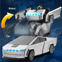 Voiture télécommandée 2,4 GHz 6 canaux transformable en robot - Jouet robot de déformation inspiré d'une voiture avec lumières LED
