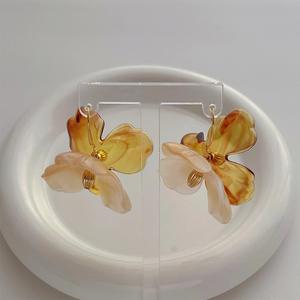 Venta al por mayor moda señoras tendencia pendientes Retro exagerado transparente acrílico joyería flor pendientes - Product Image 3