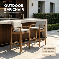 Tabouret de bar extérieur en teck moderne avec coussin, confortable et durable, mobilier de jardin pour bar, restaurant, café