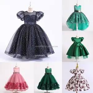 Princess Dress Fashion New High End Flower Girl Dress Children's Dress Girls' 2024 Autumn Autumn And Winter Full Lace Ball Gown