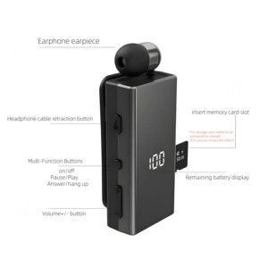 Écouteurs sans fil <span class=keywords><strong>K100</strong></span> avec lecteur MP3 carte TF, affichage numérique LED de la batterie, casque mono pour réunions - Product Image 1