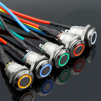 Lumière LED étanche IP65 5V/12V/24V/220V 10A avec interrupteur à bouton-poussoir en métal et plastique pour moteur de voiture rouge bleu