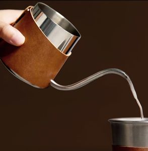 Westgreen fabbrica all'ingrosso 350ml <span class=keywords><strong>scritta</strong></span> a mano caffettiera caramello in pelle cassa <span class=keywords><strong>caffè</strong></span> bollitore - Product Image 4