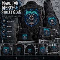 Écusson brodé personnalisé pour groupe de rock, patch tissé en forme de bouclier, patch heavy metal pour veste streetwear, sac à dos, chapeau, appliques