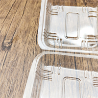 Barquette en plastique à charnière anti-buée, carrée, antichoc, étanche, pour pâtisseries, desserts, burgers, barquette en plastique