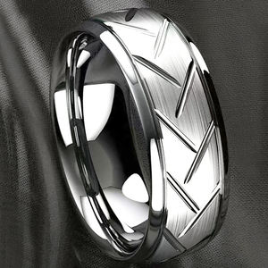 Anillos de Boda de Carburo de Tungsteno con Diseño de Ranuras Cruzadas, Chapados en <span class=keywords><strong>Oro</strong></span> de 18k, de 8mm para <span class=keywords><strong>Hombre</strong></span>, de CHENG JEWELERS - Product Image 4