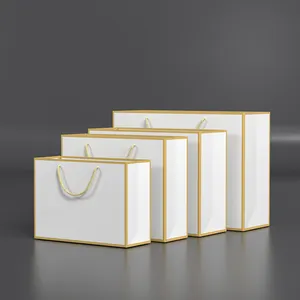Sacchetto di carta kraft stampato personalizzato riciclato sacchetti di carta per la spesa fondo quadrato art sacchetti regalo di carta con manici