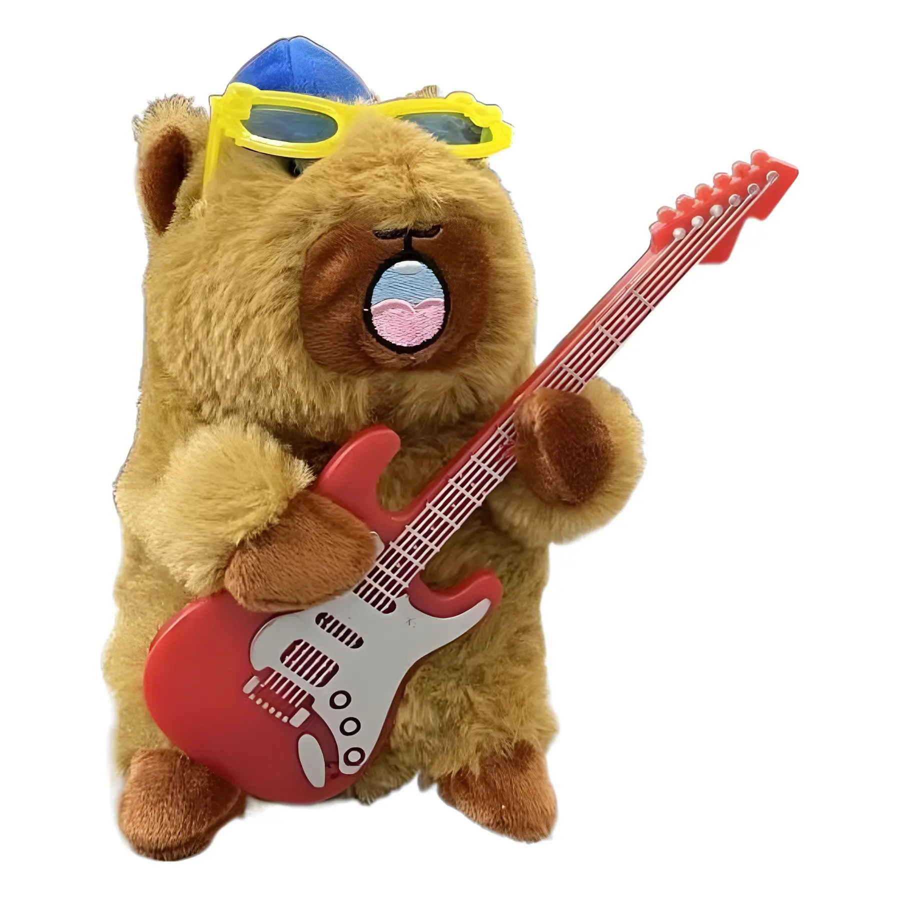 Kapibala guitarra capybara lindo muñeco de peluche juguete recargable grabación de sonido baile Regalo de Cumpleaños Tiktok el mismo estilo