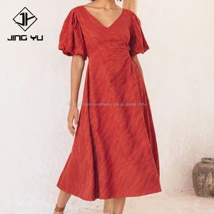 Vestido Personalizado de Manga Corta con Cuello Redondo, Vestido de Lino Blanco de Alta Calidad, Vestidos de Lino 100% Orgánico, Vestidos de Lino y Algodón 2024 - Product Image 4