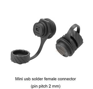 Connecteur étanche IP68 LSHITECH M20.8 à baïonnette, <span class=keywords><strong>prise</strong></span> <span class=keywords><strong>femelle</strong></span> <span class=keywords><strong>mini</strong></span> <span class=keywords><strong>USB</strong></span> à <span class=keywords><strong>souder</strong></span> - Product Image 3