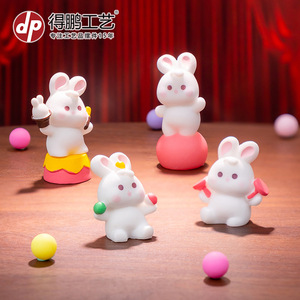 Figura de Conejito de Circo de Dibujos Animados, Linda Miniatura de Resina, Decoración de Escritorio, Regalo para Niños de 7 a 12 Años - Product Image 3