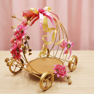 Centro de Mesa de Lujo con Diseño de Carruaje de Cenicienta en Metal Dorado, Decoración Floral para Bodas, Fiestas, Mesa, Soporte para Cestas de Regalo - Product Image 6