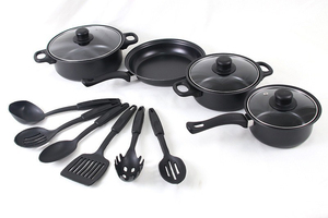 IStapromo Gifts Wholesale 13 Pieces Cast Iron Nonstick <b>Saucepan</b> Cookware Sets Stock Pot Stew Pan Frying Pan Multi-piece Kitchen - Product Image 4