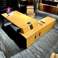 Moderni mobili da ufficio di lusso in pelle impiallacciatura MDF a forma di L Desk Manager CEO capo tavolo Executive scrivania da ufficio