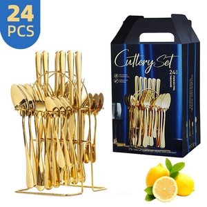 24-Piece Eco-Friendly Stainless Steel Western Food Tableware Set Dishwasher <b>Safe</b> <b>Knife</b> Fork Spoon Cutlery Holder Hotel Party - Product Image 6