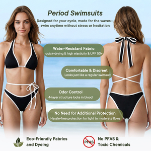 <span class=keywords><strong>Maillot</strong></span> <span class=keywords><strong>de</strong></span> <span class=keywords><strong>bain</strong></span> <span class=keywords><strong>menstruel</strong></span> deux pièces pour femme, ensemble bikini anti-fuite, col carré, bas échancré, couleur unie, séchage rapide, UPF 50 - Product Image 5