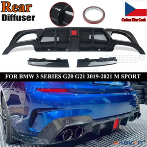 Magickit Rear <b>Diffuser</b> W/<b>LED</b> Light for 2019-2022 BMW 3-Ser G20 G28 Sport 330i M340i Carbon Color and Black - Product Image 2