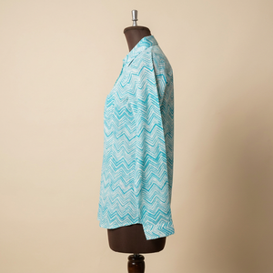 Camisa Azul de Mujer con Botones, Manga Larga, Cuello Clásico, Estilo Oficina, Vintage, Ecológica, para Primavera/Verano - Product Image 3