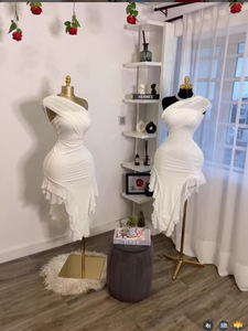 เดรสทรงเข้ารูปแบบไหล่เดียวสำหรับผู้หญิง แต่งระบายชายกระโปรงแบบอสมมาตร เหมาะสำหรับงานปาร์ตี้และงานกลางคืน แฟชั่นชุดเดรส - Product Image 3