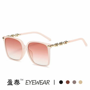 Yingtai Eyewear <b>Square</b> <b>Sunglasses</b> Black Frame Gold Chain UV400 Women Fashion - Product Image 2