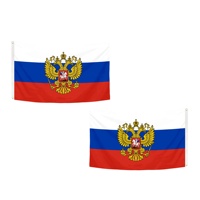 Drapeau de la Russie 90x150cm (3x5ft) avec Aigle à Deux Têtes et Armoiries, Impression Personnalisée, Vente en Gros OEM/ODM