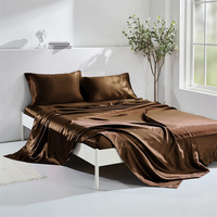 Parure de lit de luxe en pure soie de mûrier 100 %, drap-housse et drap plat pour couvre-lit en soie